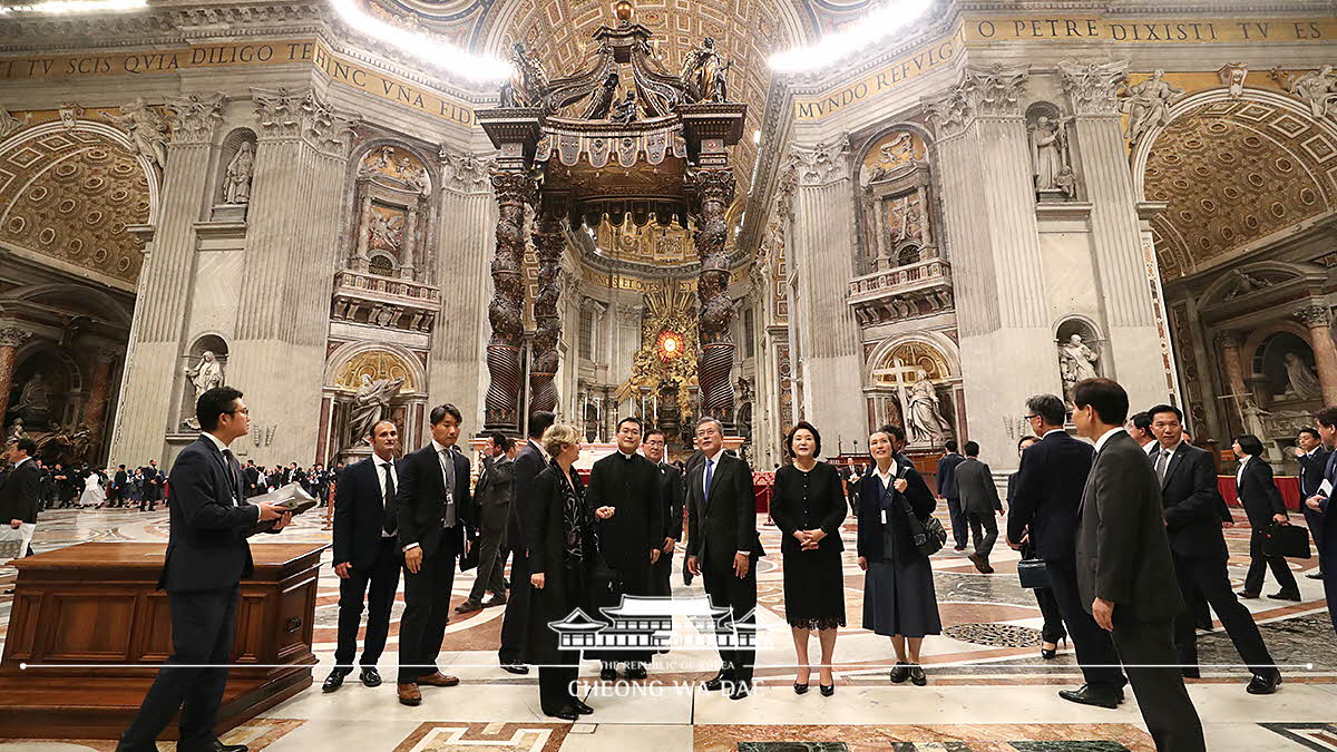 Touring St. Peter's Basilica and attending a dinner hosted by Vatican Secretary of State Pietro Parolin