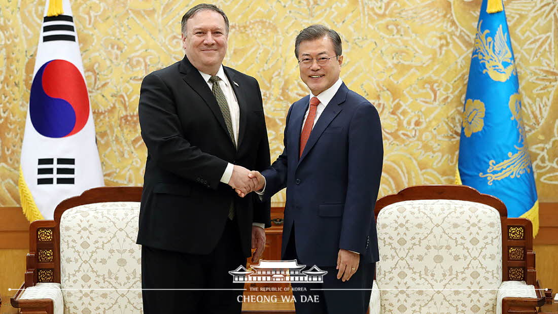 Meeting with U.S. Secretary of State Michael Pompeo at Cheong Wa Dae