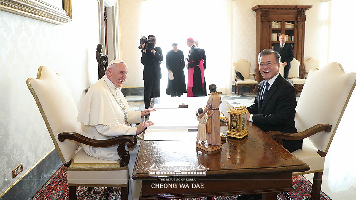 Having a private audience with Pope Francis at the Vatican