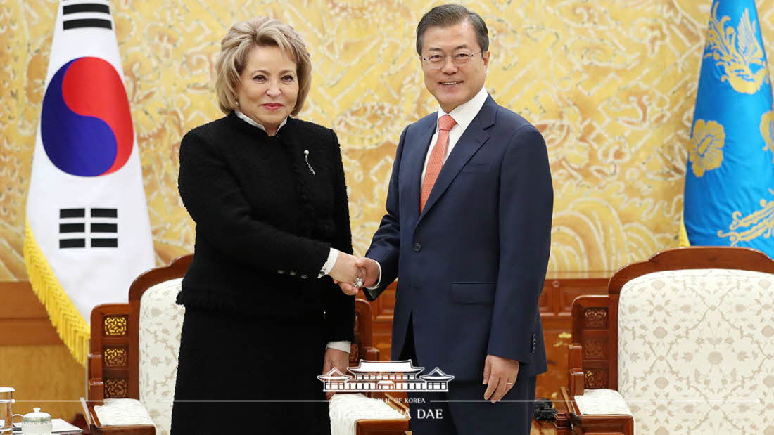 Chairwoman of the Russian Federation Council Valentina Matviyenko at Cheong Wa Dae