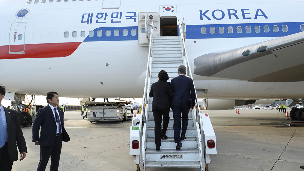 Attending the departure ceremony at John F. Kennedy International Airport in New York