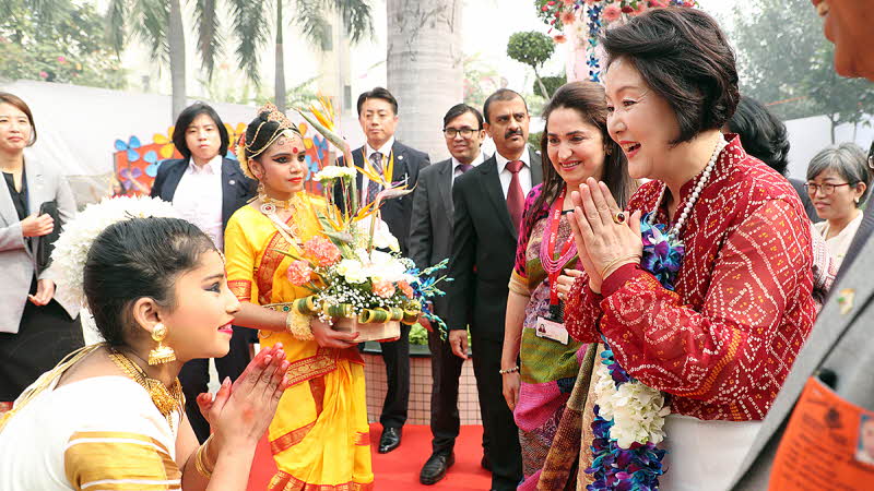 First Lady Kim Jung-sook visiting Adarsh Shiksha Niketan School in New Delhi