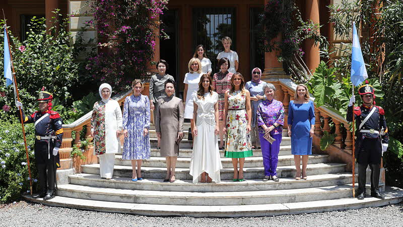 First Lady Kim Jung-sook attending an event for spouses of leaders in Argentina for the G20 Summit held in Villa Ocampo in Buenos Aires