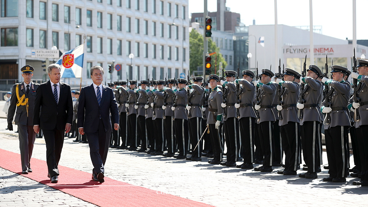 Attending the official welcoming ceremony during the state visit to Finland