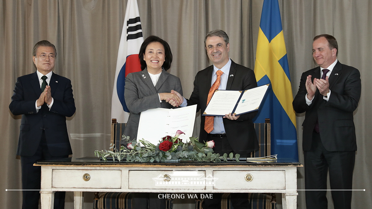 Attending a Korea-Sweden MOU signing ceremony at the Grand Hotel Saltsjöbaden near Stockholm