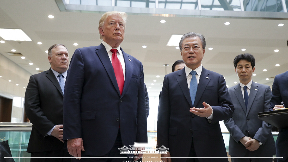 Briefing the press with President Donald Trump about the North Korean and U.S. leaders’ meeting