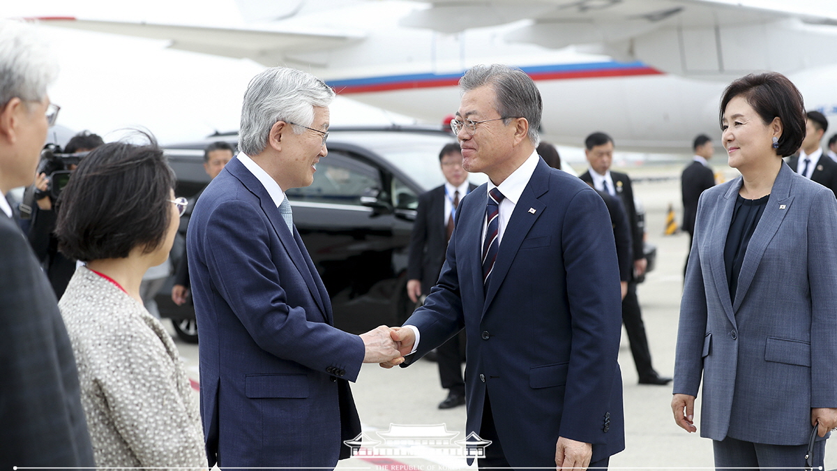 Departing from Kansai International Airport after attending the G20 Osaka Summit in Japan