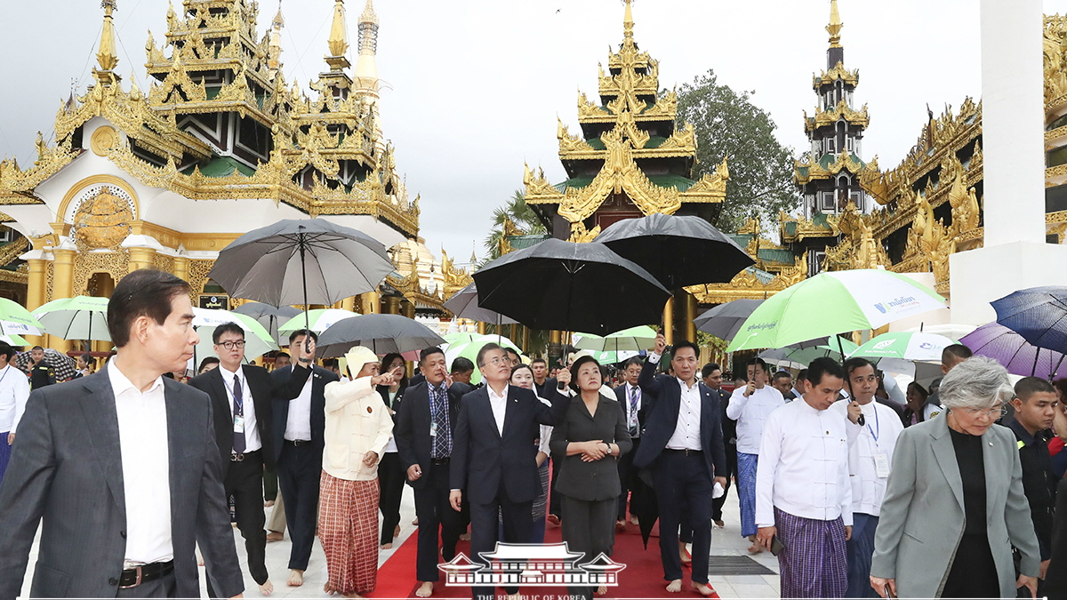 Visiting the Shwedagon Pagoda, a Buddhist landmark in Yangon, Myanmar