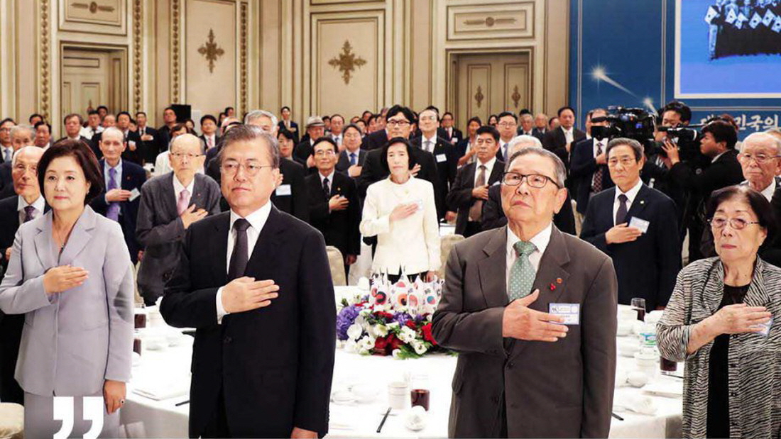 President Jae-in at Luncheon for independence activists and surviving family members today at Cheong Wa Dae