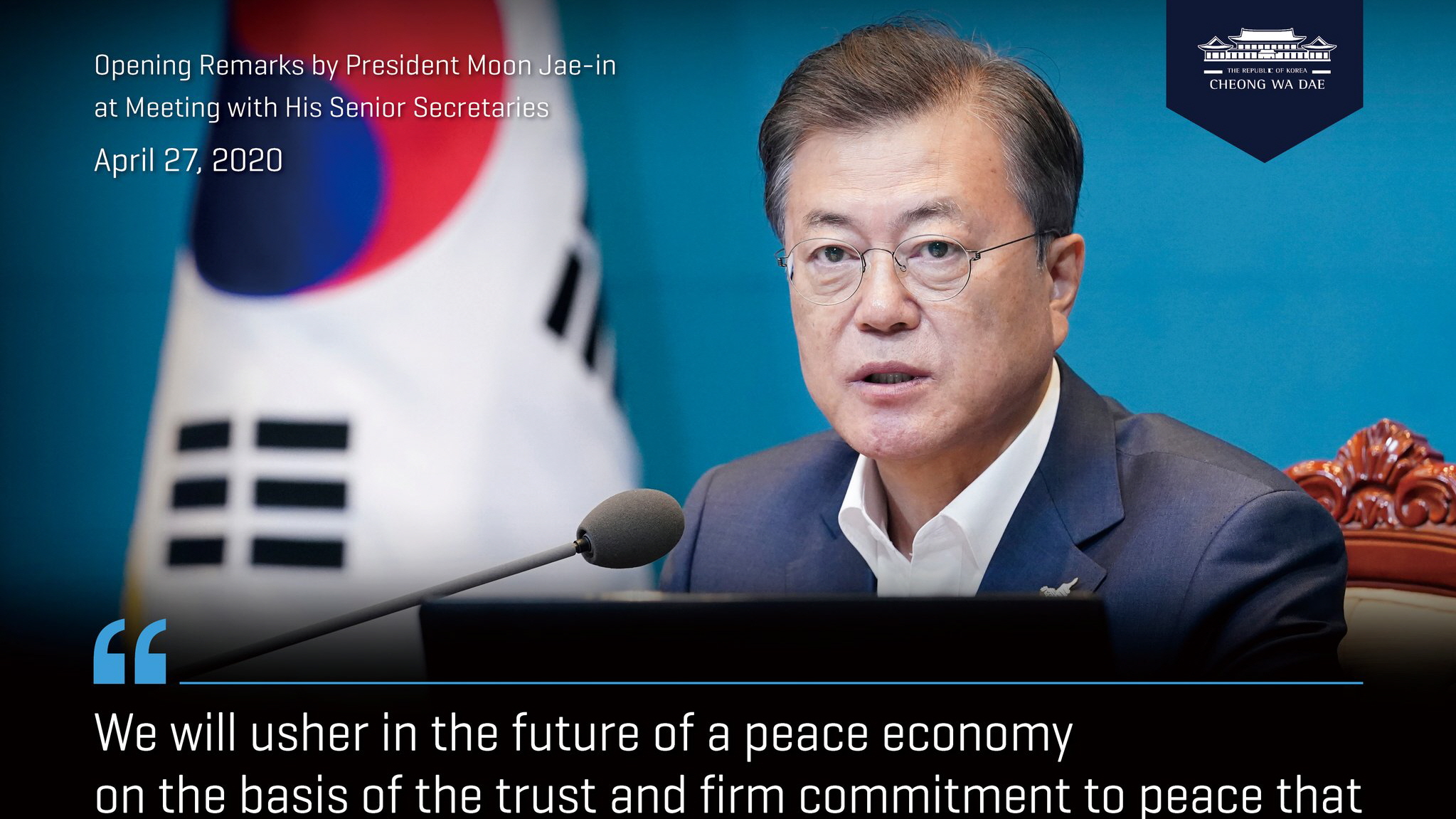 Opening Remarks by President Moon Jae-in at Meeting with His Senior Secretaries