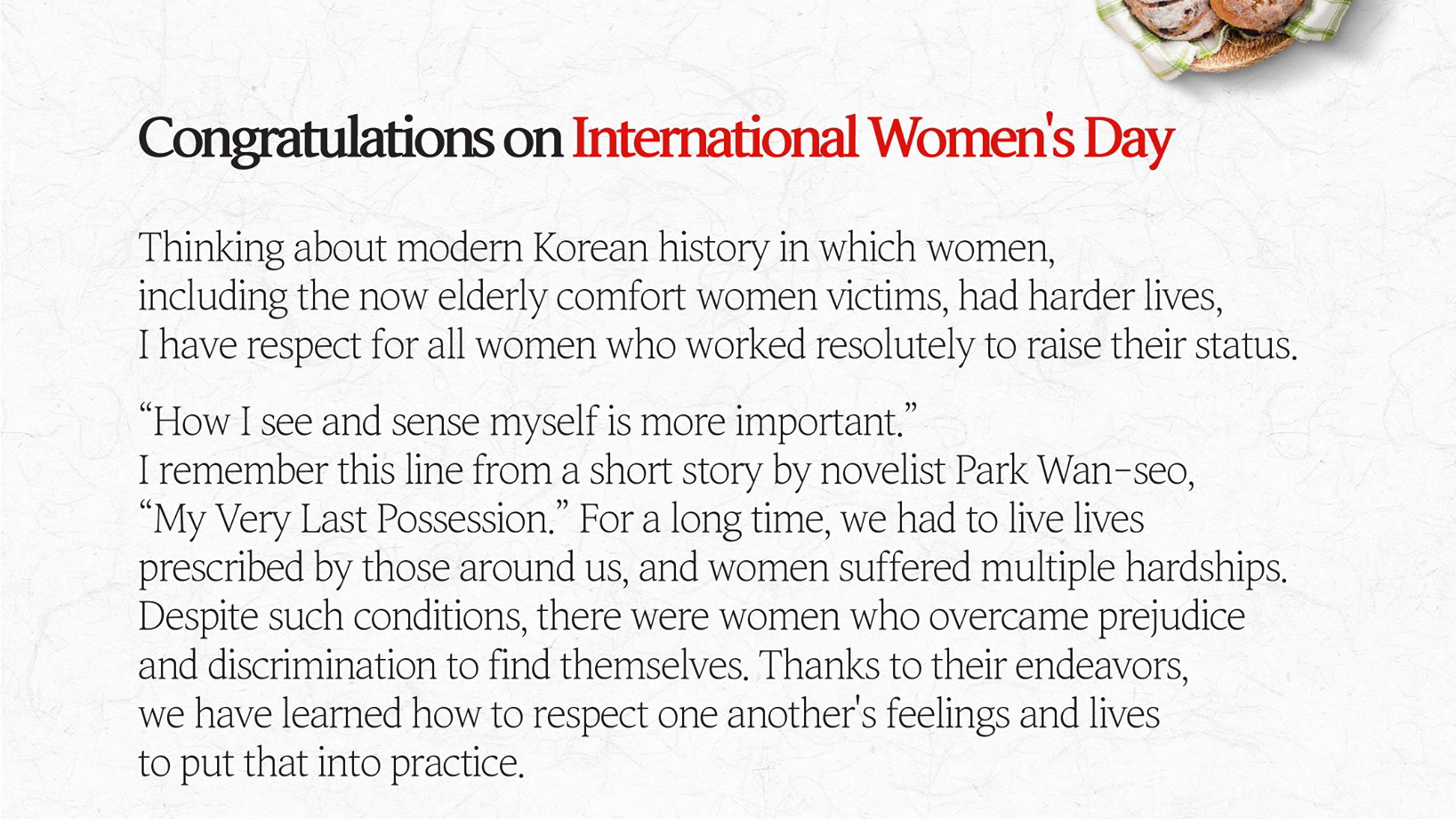 Congratulations on International Women's Day