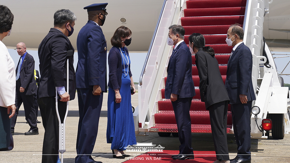 Arriving at Joint Base Andrews near Washington, D.C.