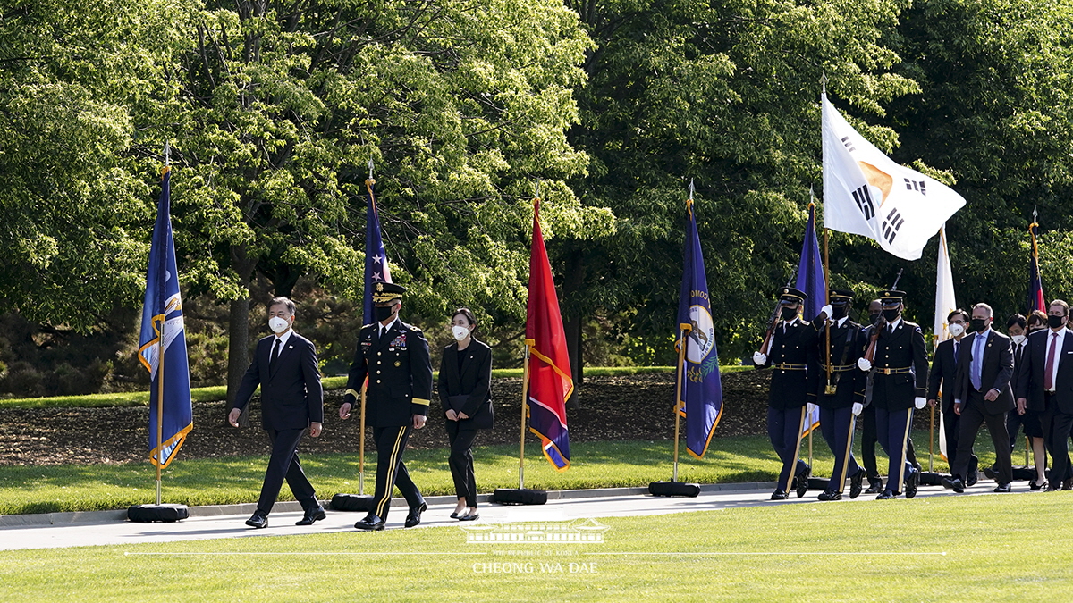 Visiting Arlington National Cemetery to lay a wreath at the Tomb of the Unknown Soldier