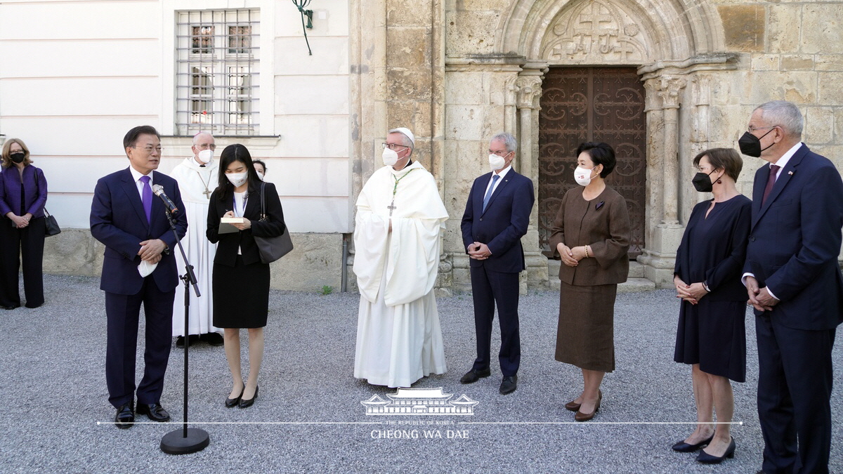 Visiting Stift Heiligenkreuz, a monastery west of Vienna, during the state visit to Austria