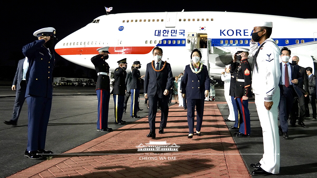 Arriving at Hickam Air Force Base in Honolulu, Hawaii