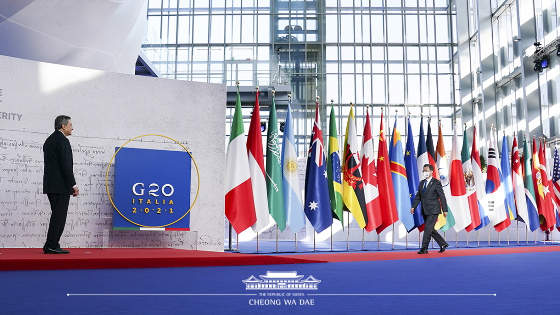 Attending the official welcoming ceremony for the G20 Summit in Rome