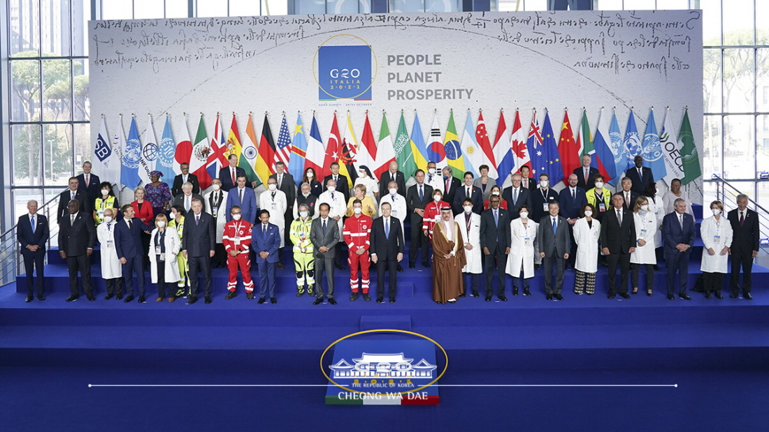 Posing for the G20 group photo in Rome