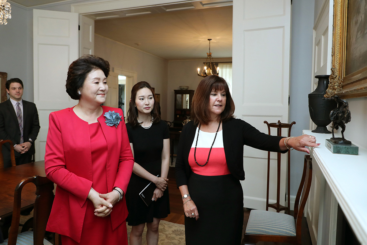 First Lady Kim Jung-sook attending a luncheon with U.S. Second Lady Karen Pence