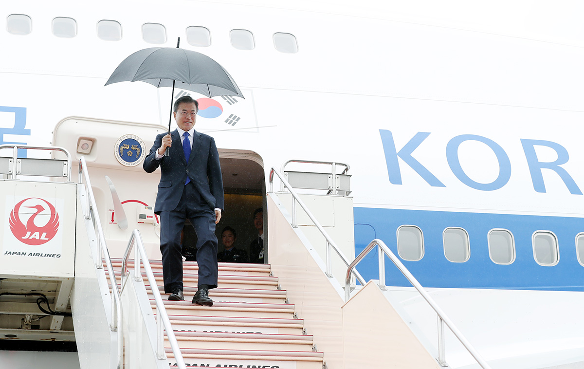 Arrival at an airport in Japan