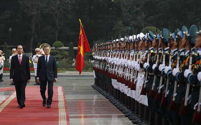 Attending an official welcoming ceremony