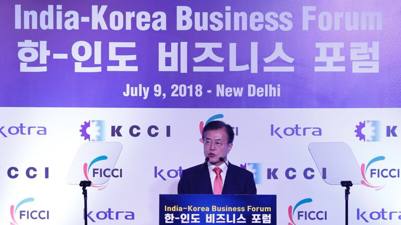 Attending the India-Korea Business Forum in New Delhi, India