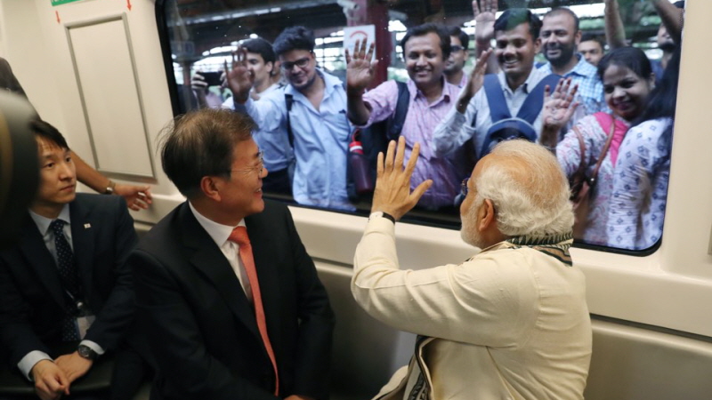 Riding the subway in India