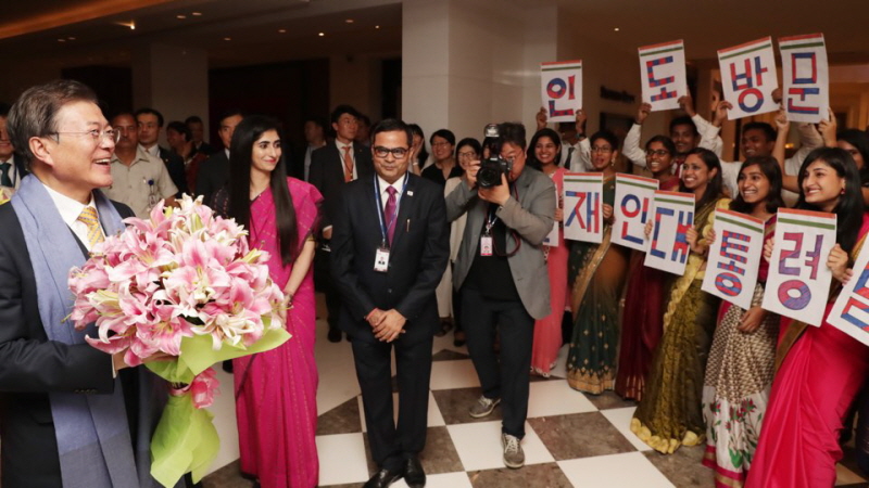 Welcoming event held by local King Sejong Institute students in New Delhi, India