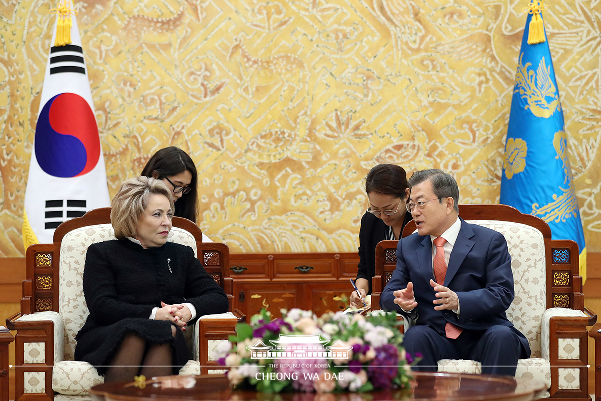 Chairwoman of the Russian Federation Council Valentina Matviyenko at Cheong Wa Dae