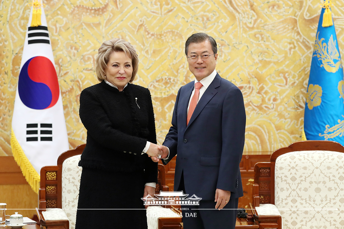 Chairwoman of the Russian Federation Council Valentina Matviyenko at Cheong Wa Dae