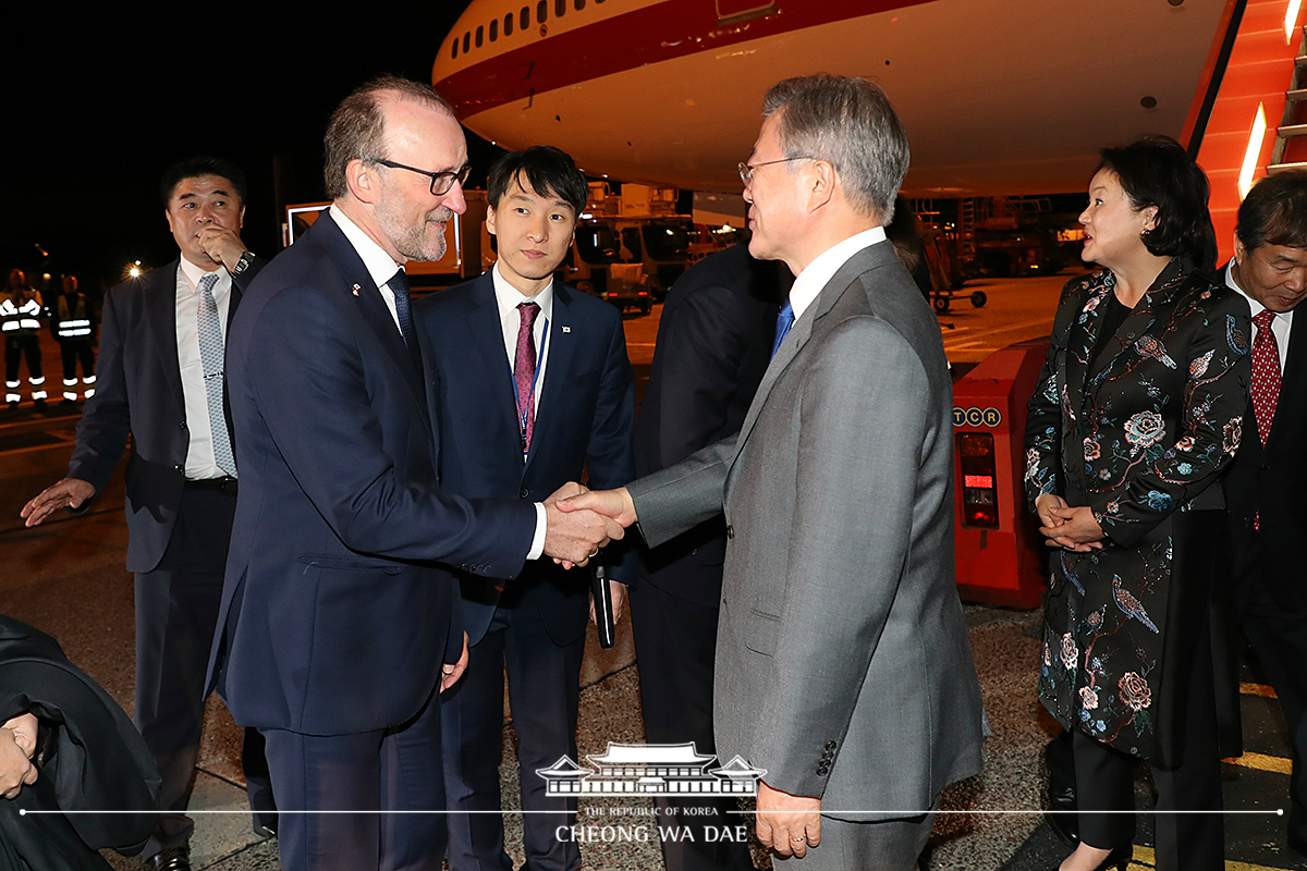 Attending the arrival ceremony at Copenhagen Airport in Denmark 