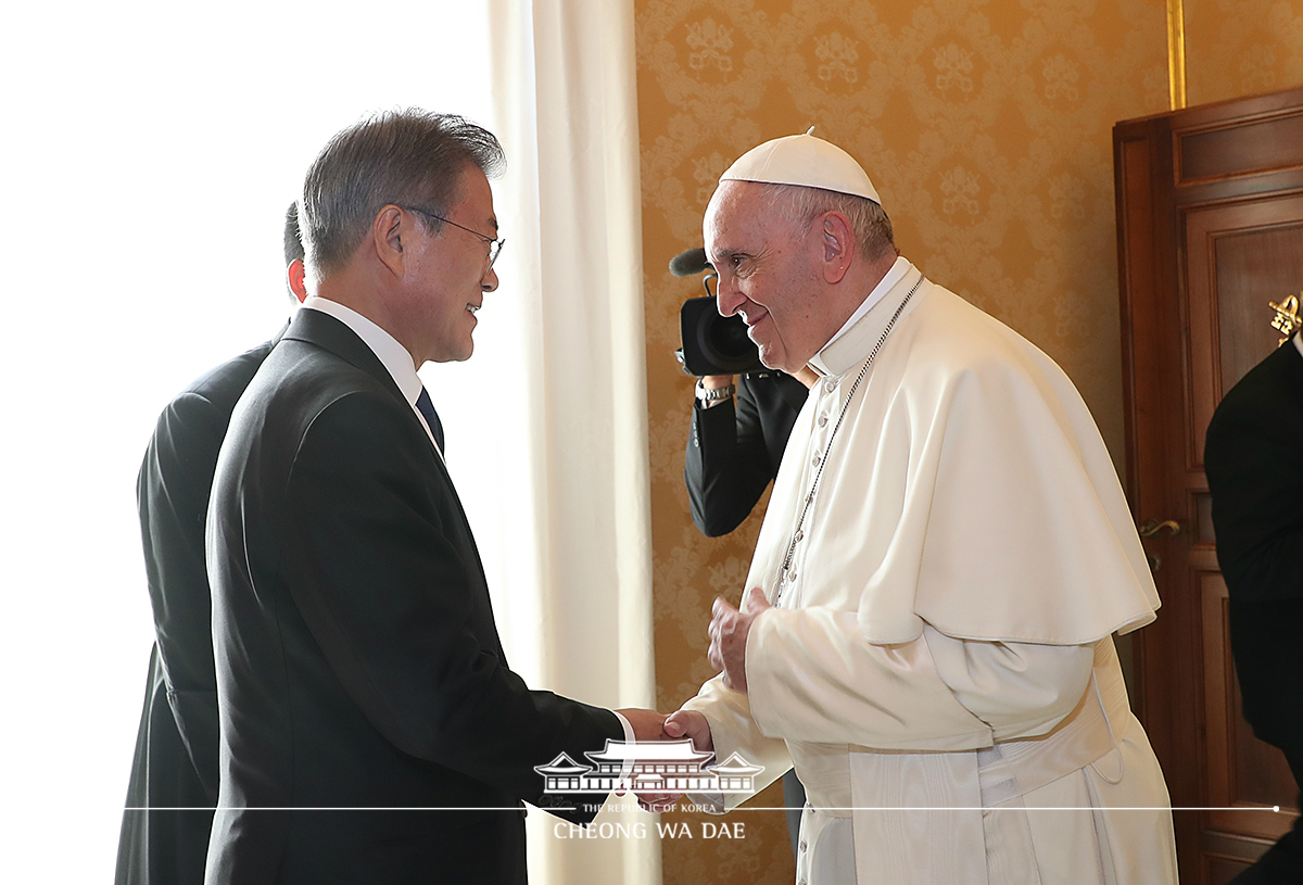 Having a private audience with Pope Francis at the Vatican 