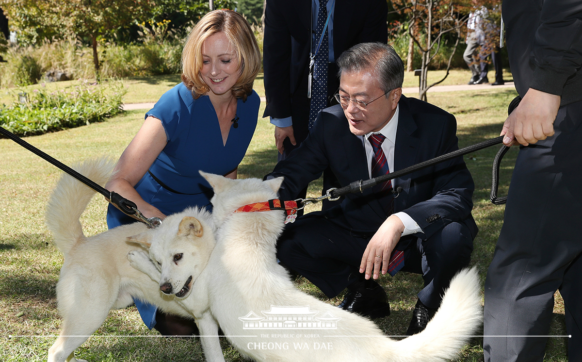 Being interviewed by BBC correspondent Laura Bicker 