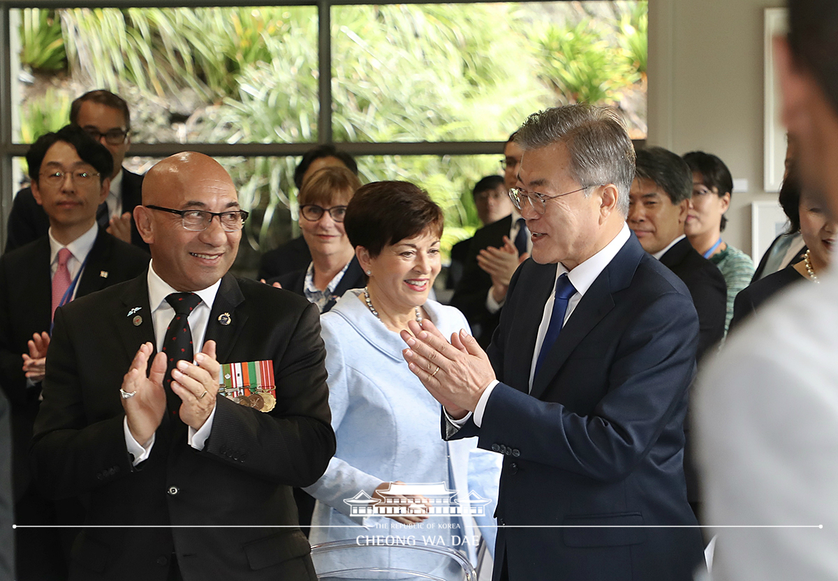 Attending the state luncheon hosted by Governor-General of New Zealand Patsy Reddy in Auckland, New Zealand 