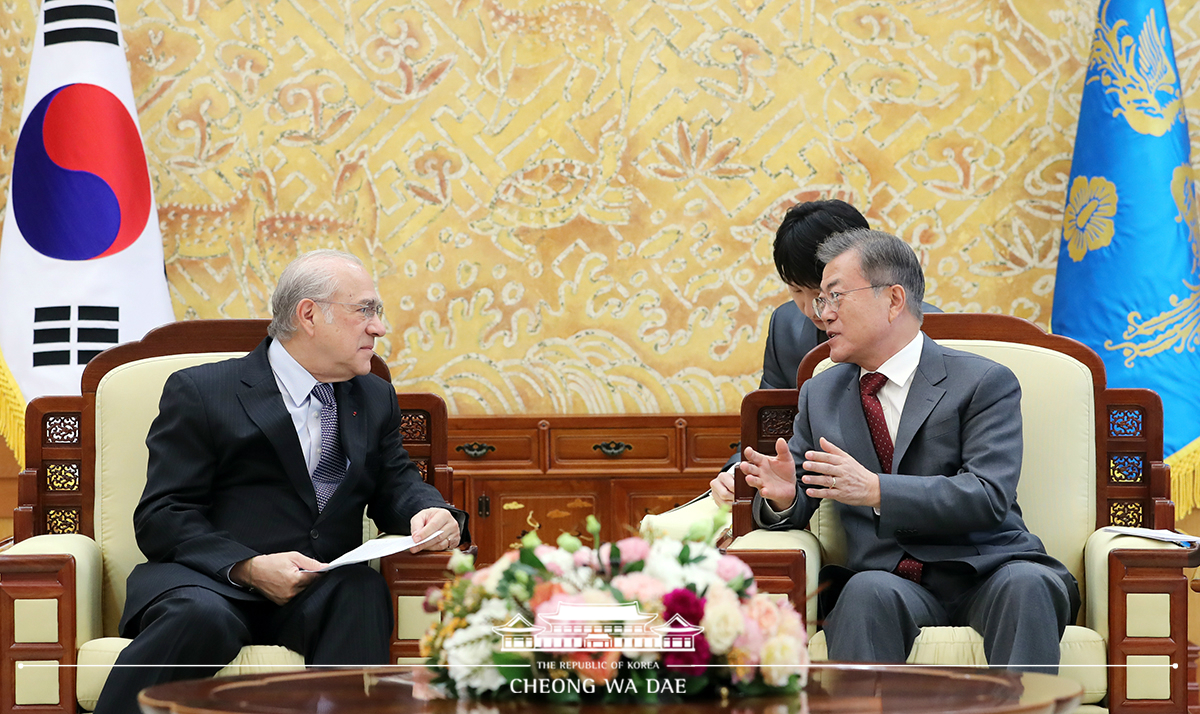 Meeting with OECD Secretary-General Angel Gurría at Cheong Wa Dae 