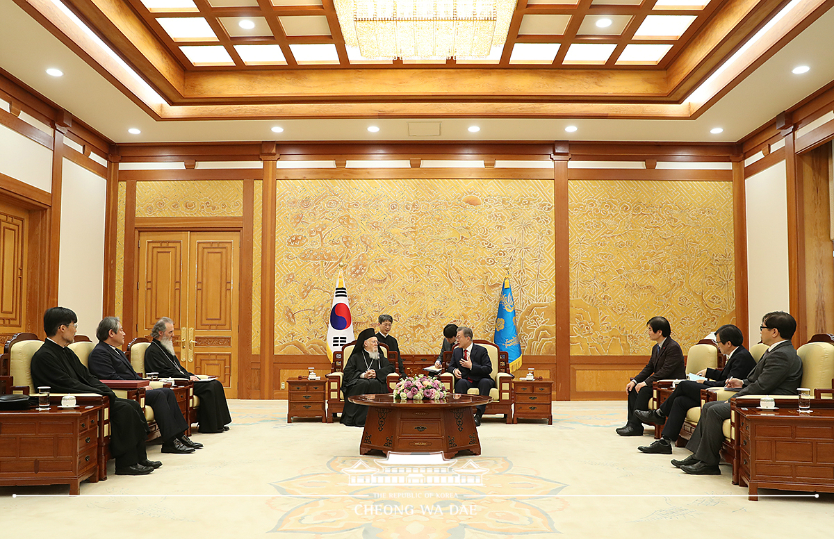 Meeting with Ecumenical Patriarch Bartholomew I of Constantinople at Cheong Wa Dae 