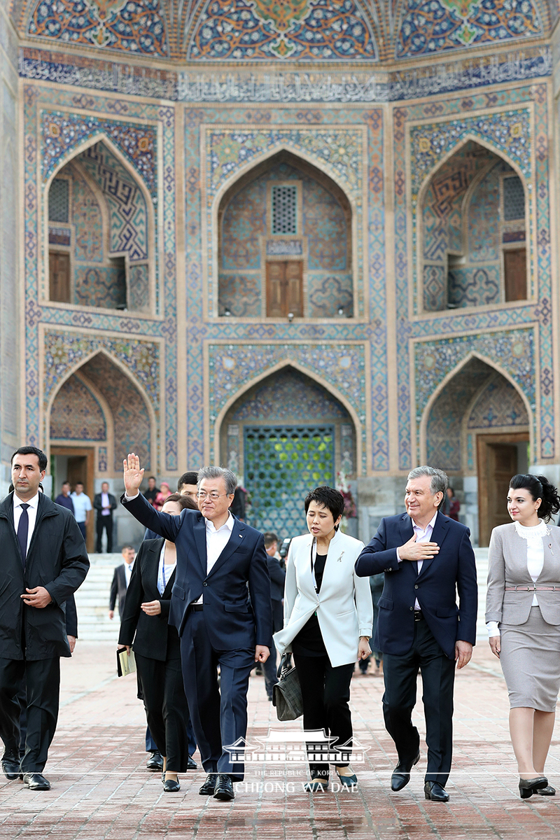 Visiting cultural heritage sites in Samarkand, Uzbekistan