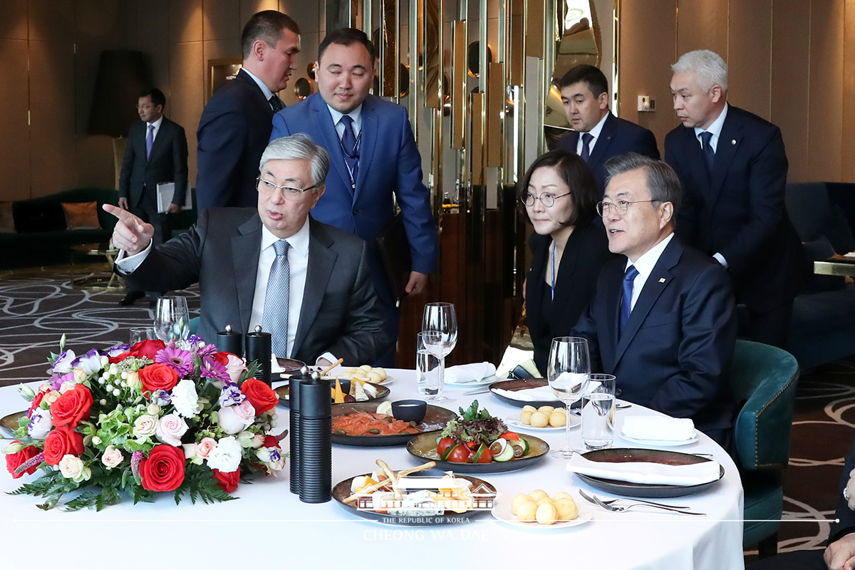 Conversing with Kazakh President Kassym-Jomart Tokayev 