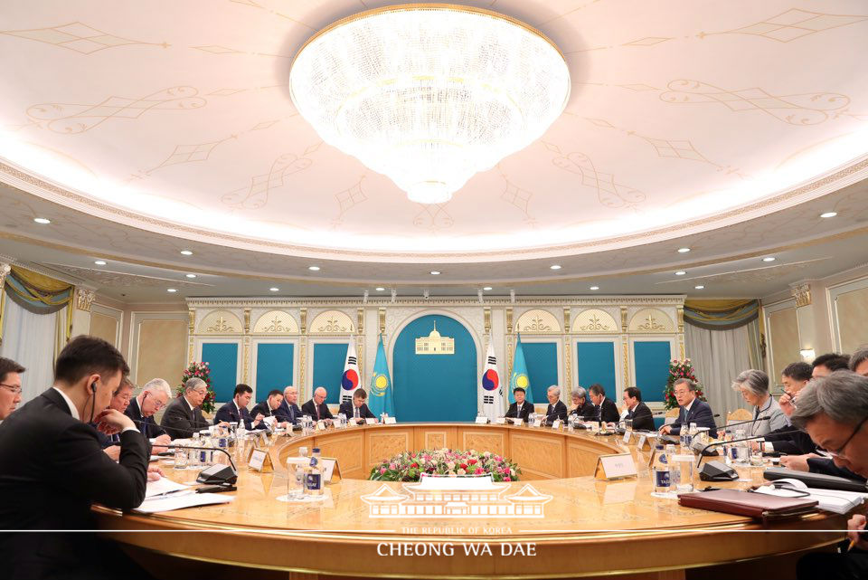 Korea-Kazakhstan expanded summit at the Ak Orda Presidential Palace in Nur-Sultan 