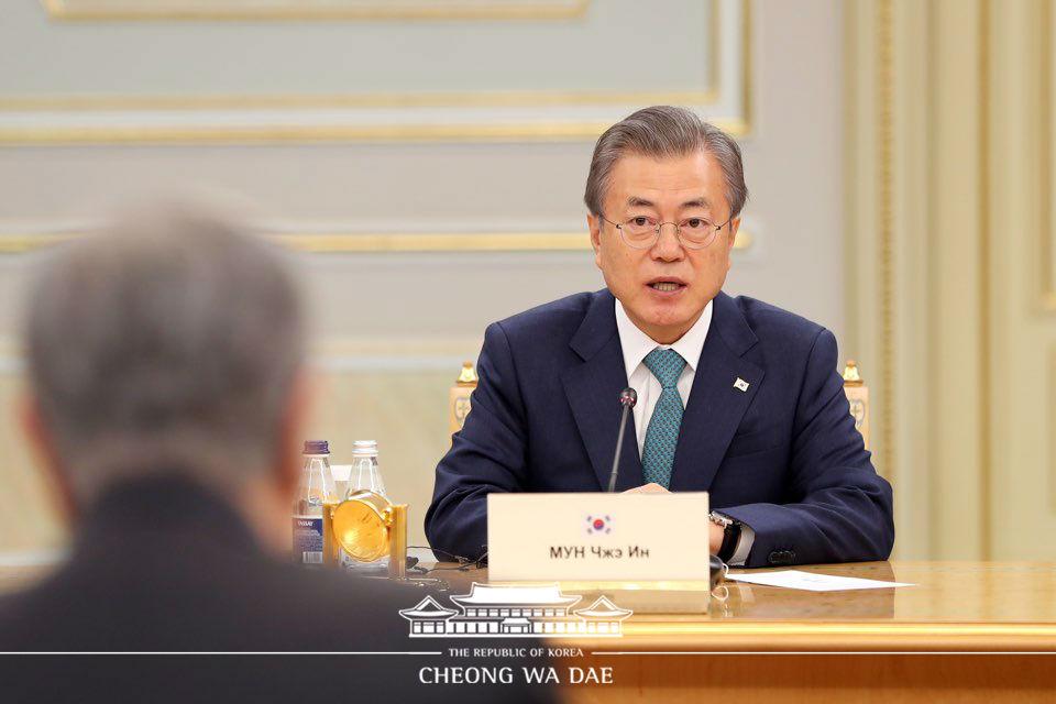 Korea-Kazakhstan expanded summit at the Ak Orda Presidential Palace in Nur-Sultan 