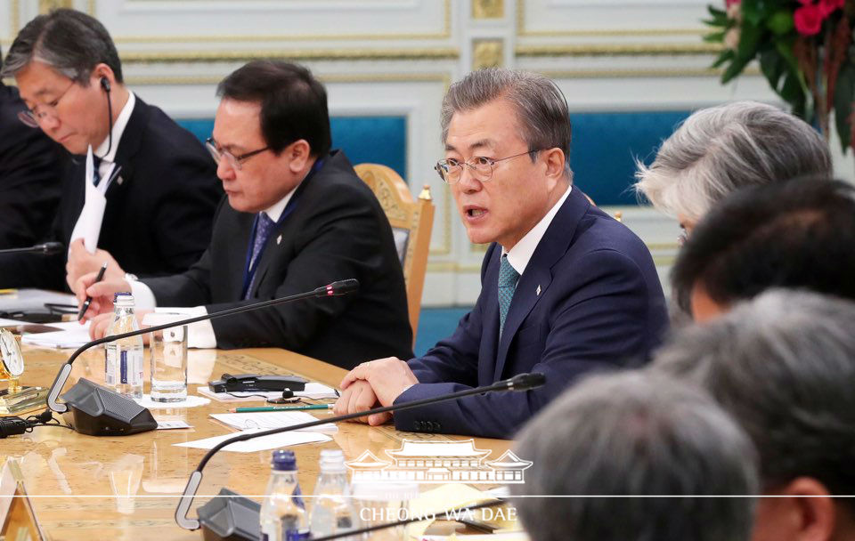 Korea-Kazakhstan expanded summit at the Ak Orda Presidential Palace in Nur-Sultan 