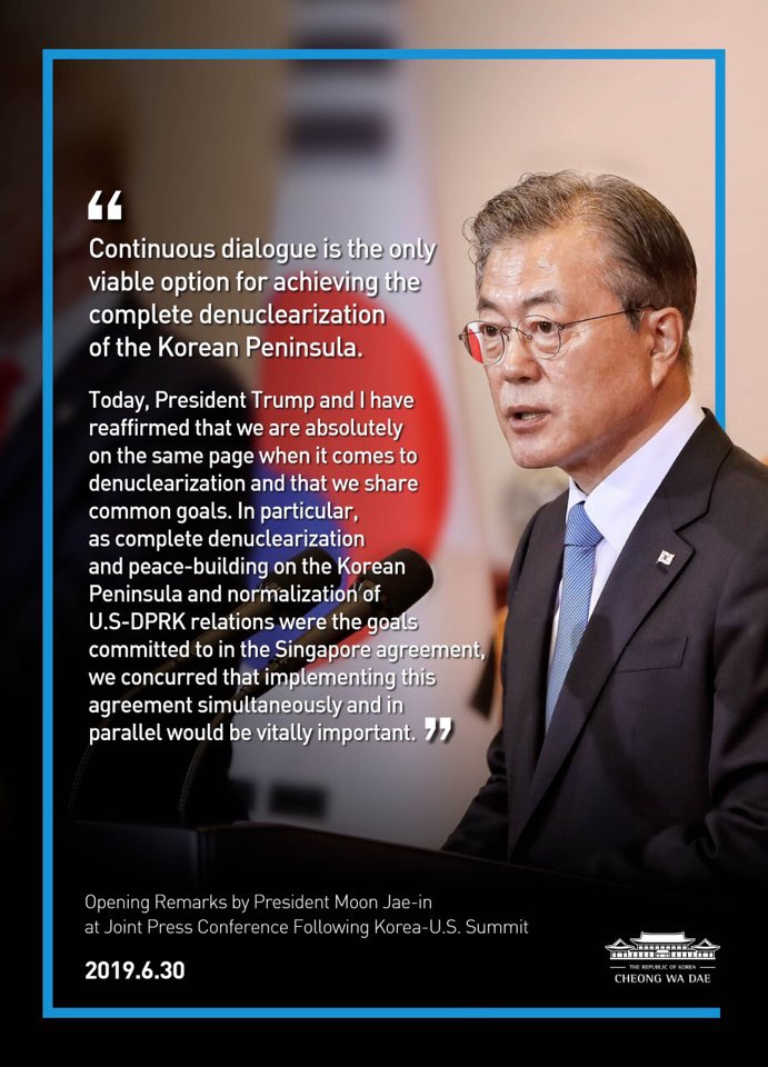 Opening Remarks by President Moon Jae-in at Joint Press Conference Following Korea-U.S. Summit