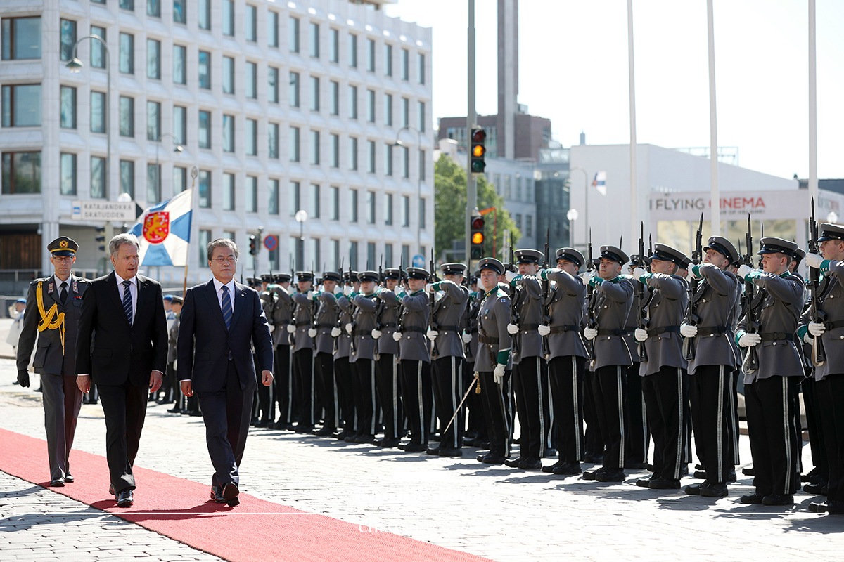 Attending the official welcoming ceremony during the state visit to Finland