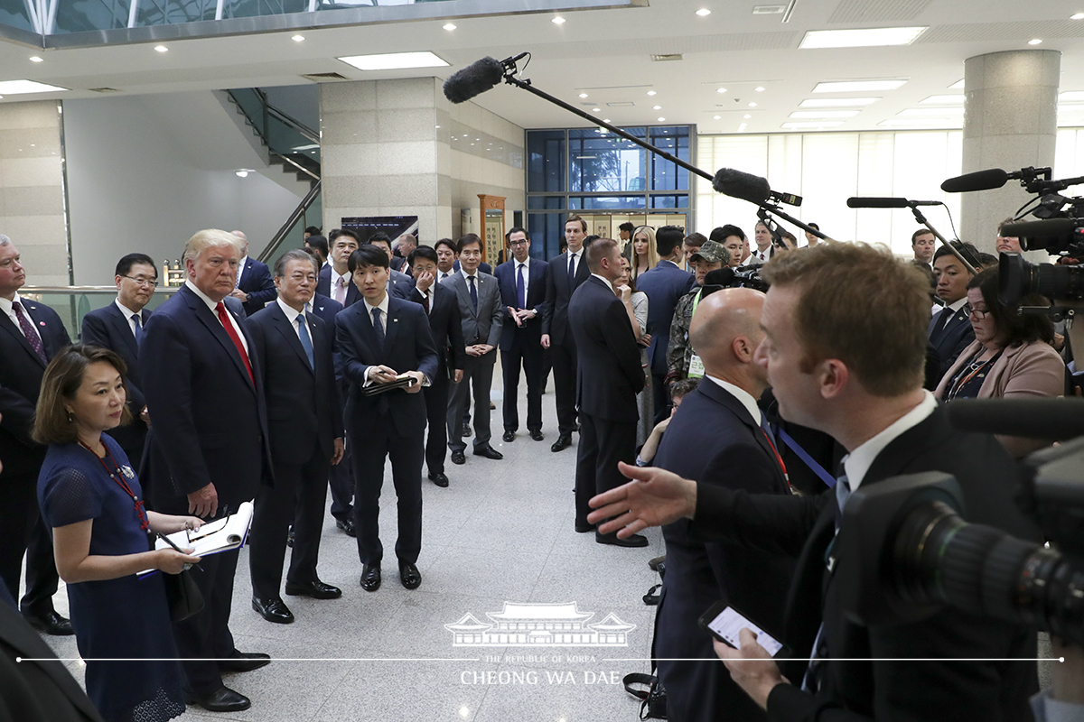 Briefing the press with President Donald Trump about the North Korean and U.S. leaders’ meeting