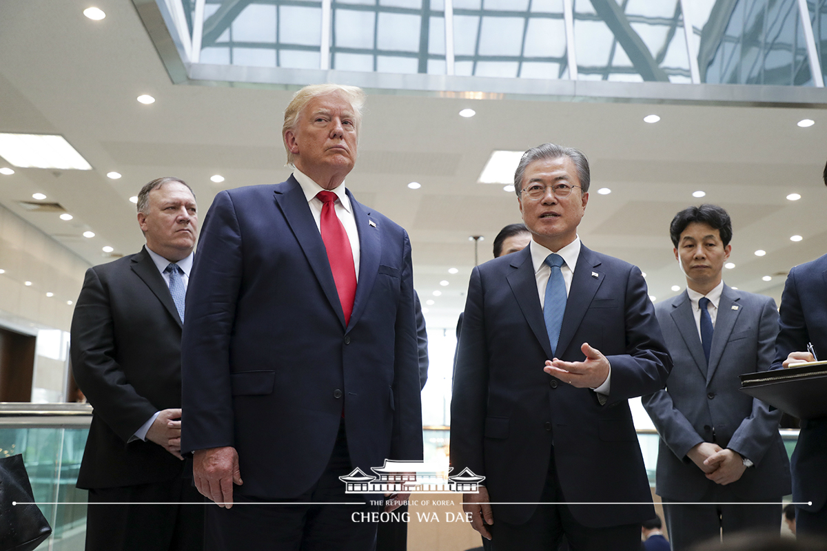 Briefing the press with President Donald Trump about the North Korean and U.S. leaders’ meeting