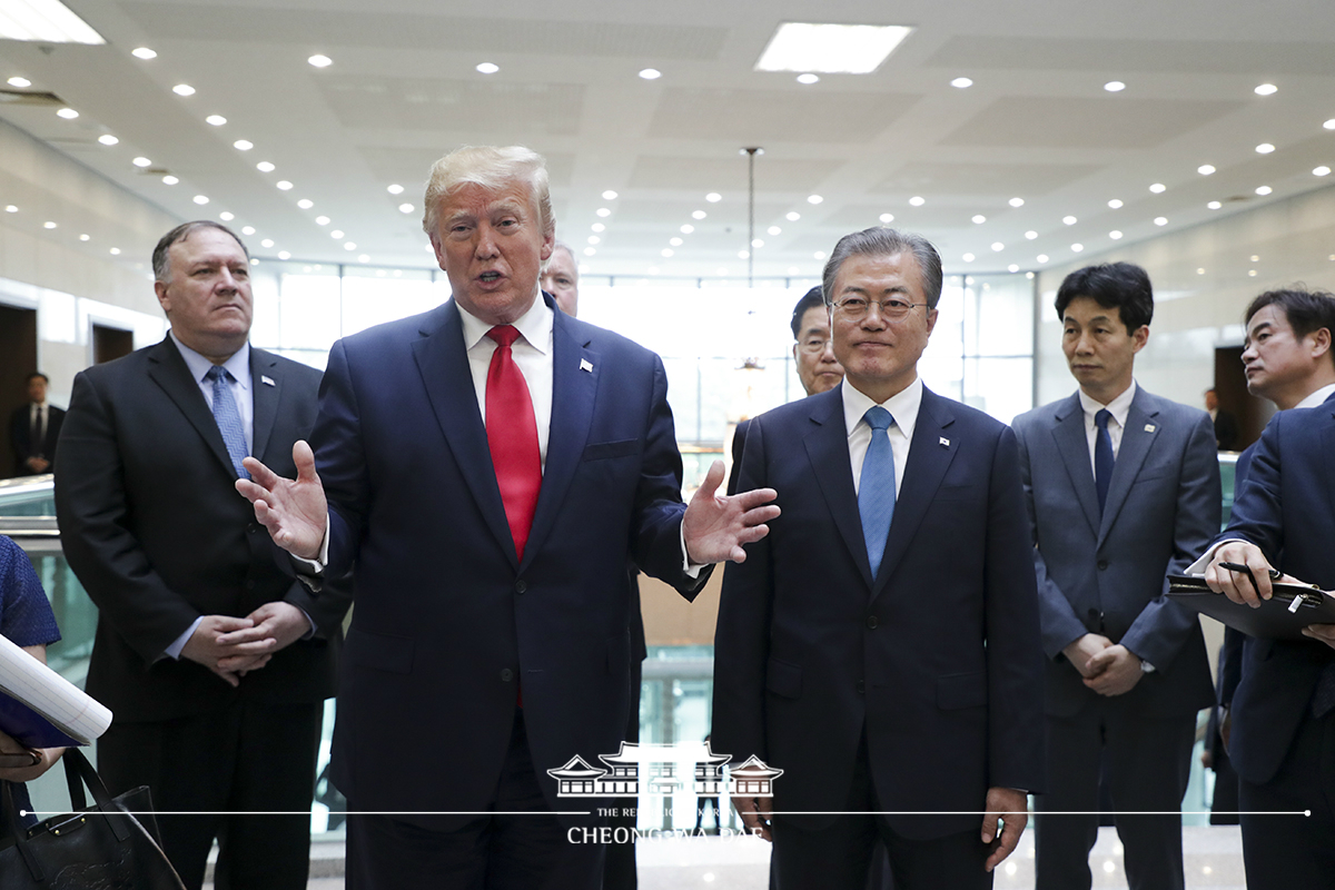 Briefing the press with President Donald Trump about the North Korean and U.S. leaders’ meeting