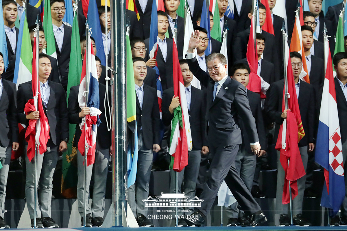 Attending the Gwangju 2019 FINA World Championships opening ceremony