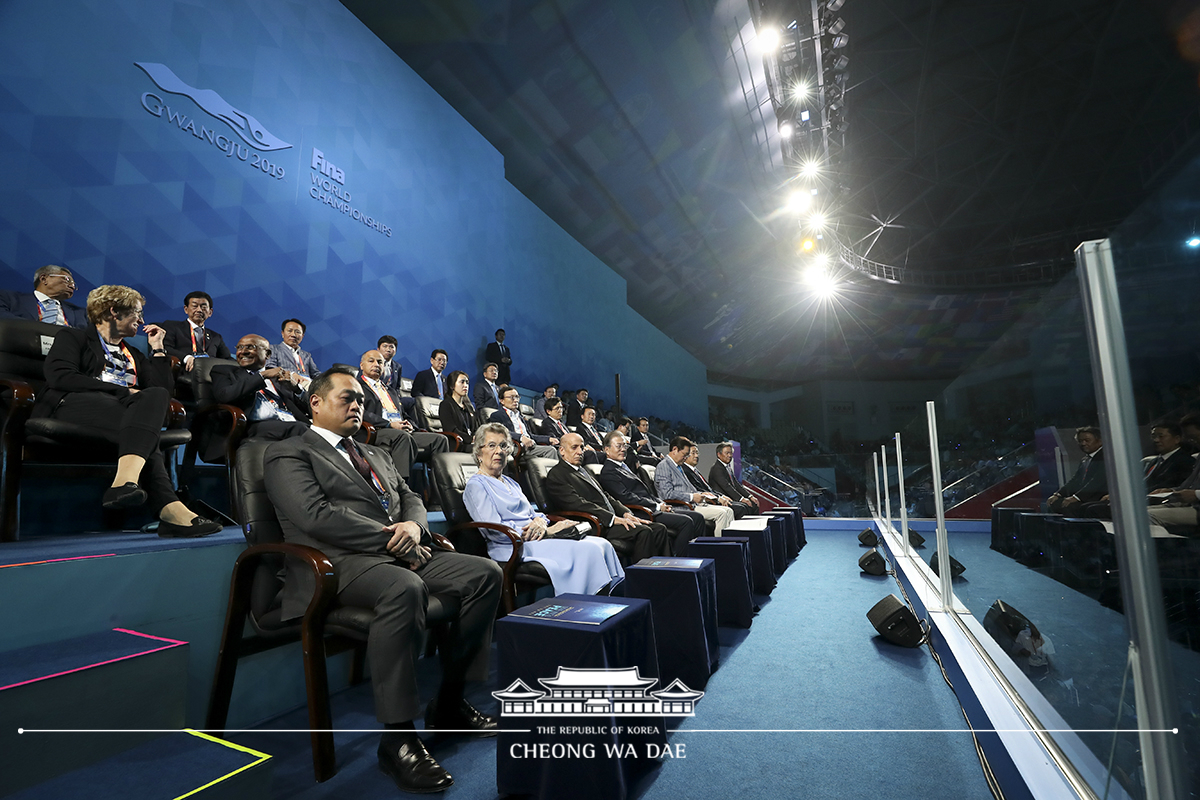 Attending the Gwangju 2019 FINA World Championships opening ceremony