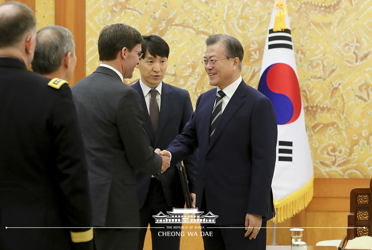 Meeting with U.S. Secretary of Defense Mark Esper at Cheong Wa Dae 