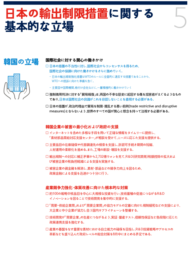 日本の輸出制限措置に関する基本的な立場