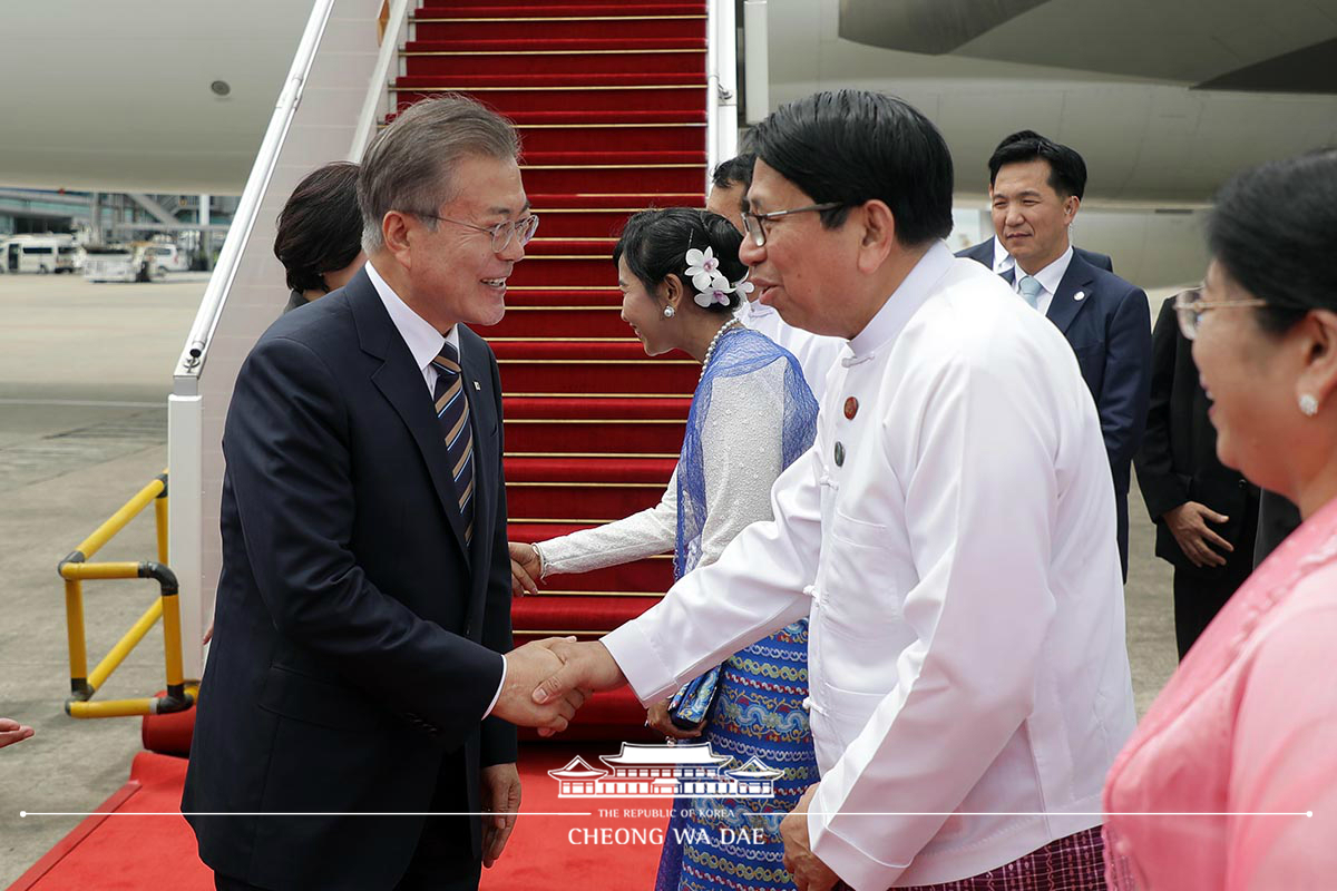 Arriving at Yangon International Airport near Yangon, Myanmar 